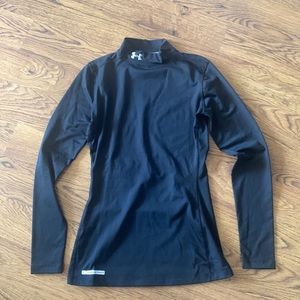 Black Under Armour cold grar mock neck long sleeve top. Barely worn
